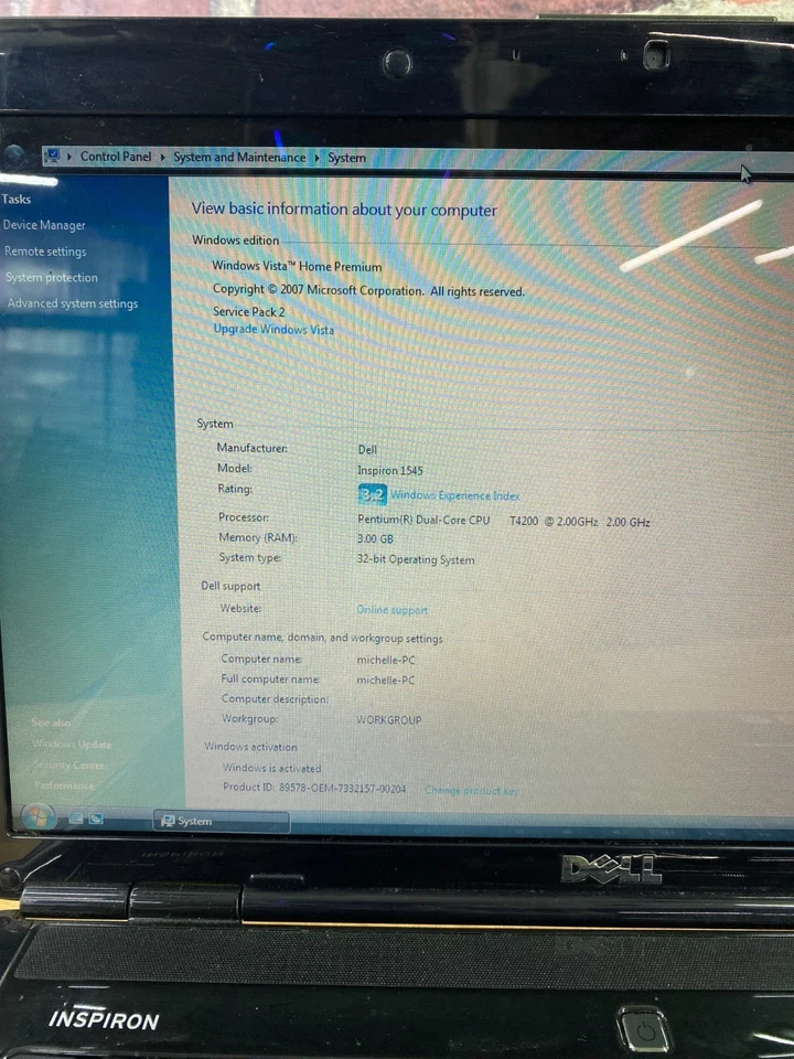 Dell Inspiron 1545 Retro Gaming Laptop Pentium D 2.00GHz 3GB RAM (Windows Vista) - Image 2 of 4