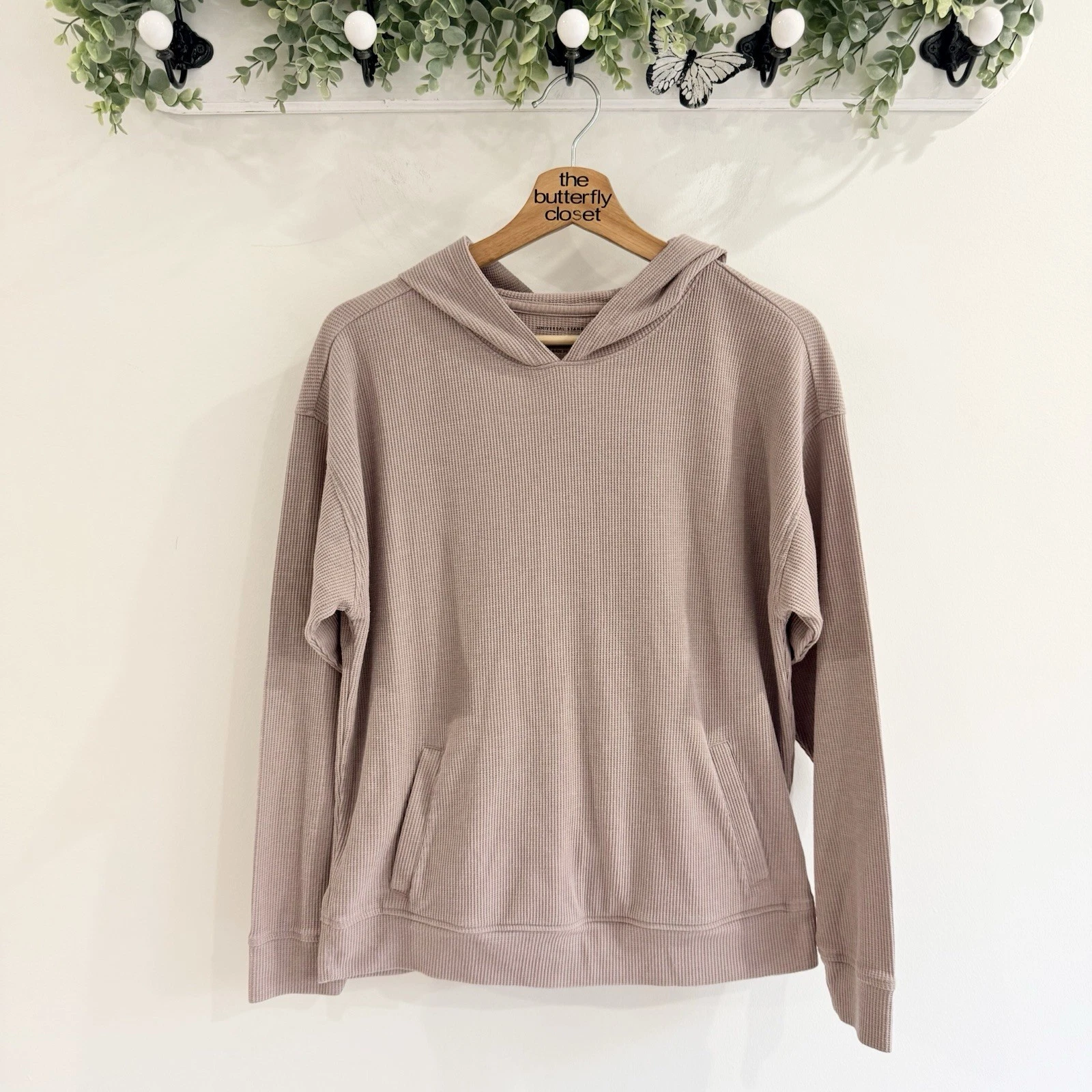 Universal Standard Waffle Knit Mauve Hoodie Size XS 134561