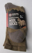 Grip 6 Men's American Made Rambouillet Marino Wool Socks BM7 Green Size XL NWT