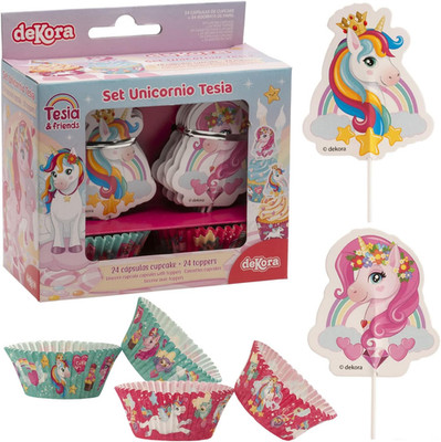 Bunte Einhorn Cupcake Förmchen Muffin Backförmchen Mehrfarbig Party Deko
