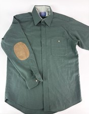Vtg 60s Pendelton Patched Elbow Patch Long Sleeve Wool Flannel Shirt Green Med