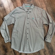 Cinch Men's Western Classic Geometric Print LS Shirt, Teal Brown,M