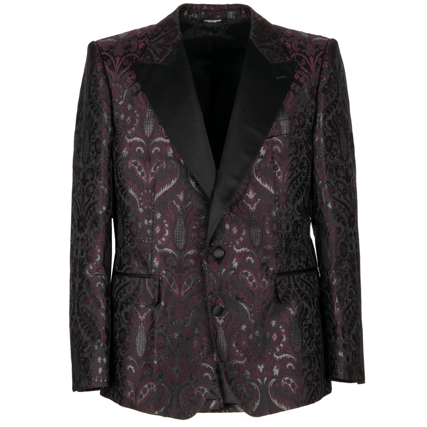 DOLCE & GABBANA Blazer Jacquard Barocco SICILIA Viola Nero 52 US 42 L