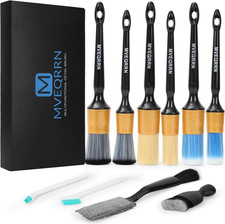 10PCS Car Detailing Brush Set,Boars Hair Detail Brush Kit Gold 