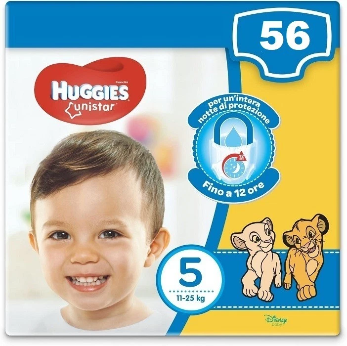 Huggies Unistar Pannolini Taglia 5 (11-25 Kg) Pacco Scorta 56 Pannolini (4X14)