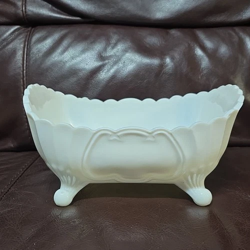 Indiana Glass Vintage Footed Shell Milk Glass Bowl