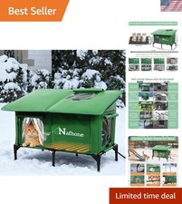 Heated Cat House for Outside, Extra Large Size Insulated Weatherproof Outdoor Ca