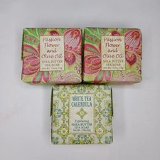 3 Greenwich Bay Trading Co. Soap Bars 1.9oz Shea Butter Passion Flower Olive Oil