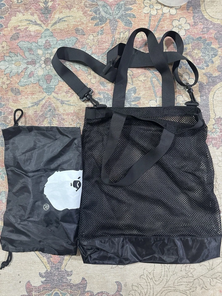 Juego de bolsa de malla negra y bolsa con cordón BATHING APE BAPE nuevo Foto 3 de 4