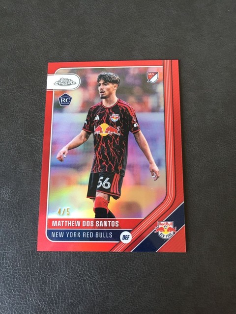 2026 Topps Chrome MLS Matthew Dos Santos New York Red Bulls Red /5 RC