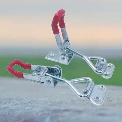 2Pcs Quick Release Toggle Clamps for Tool Fixtures Metal Silver Red