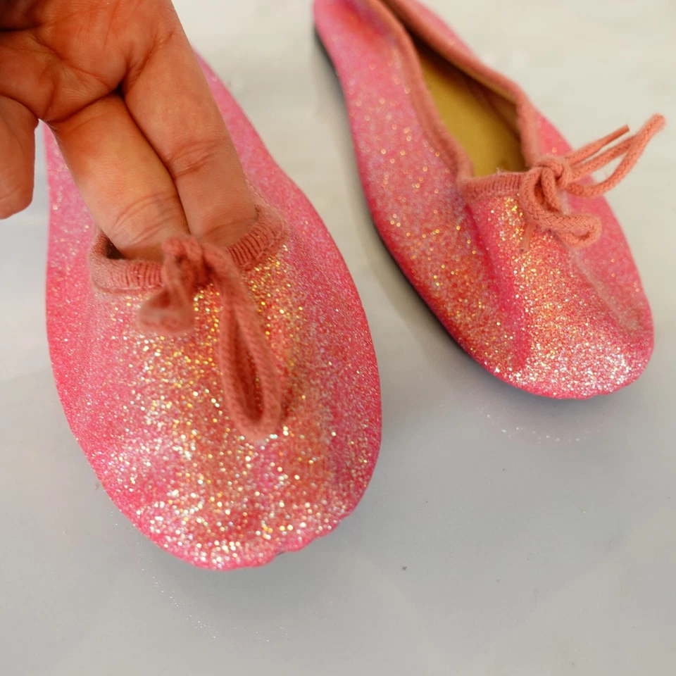 London Sole Ballet Flat 37 6 Pink Slip On Leather Glitter Parisian FRANCE $258 - Image 4 of 4