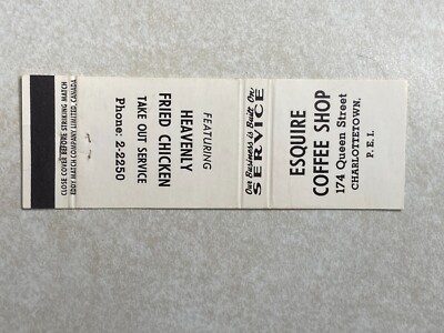 J353 Vintage Matchbook Cover Esquire Coffee Shop Charlottetown PEI Canada