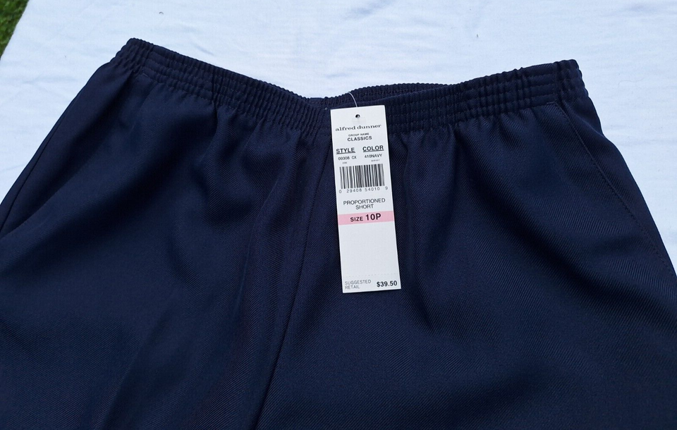 NEW Alfred Dunner Women's Navy Blue Elastic Waist Pull Up Dress Pants Size 10P eBay