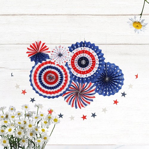 USA Flagge Foto Requisiten Patriotisch Papier Blume Laternen Patriotisch Hängefächer
