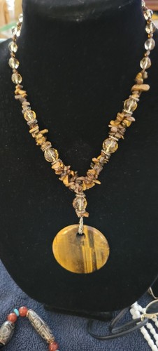 BEST Brand Cats Eye Pendant Necklace 16 - 19.5 Inches Natural Stone
