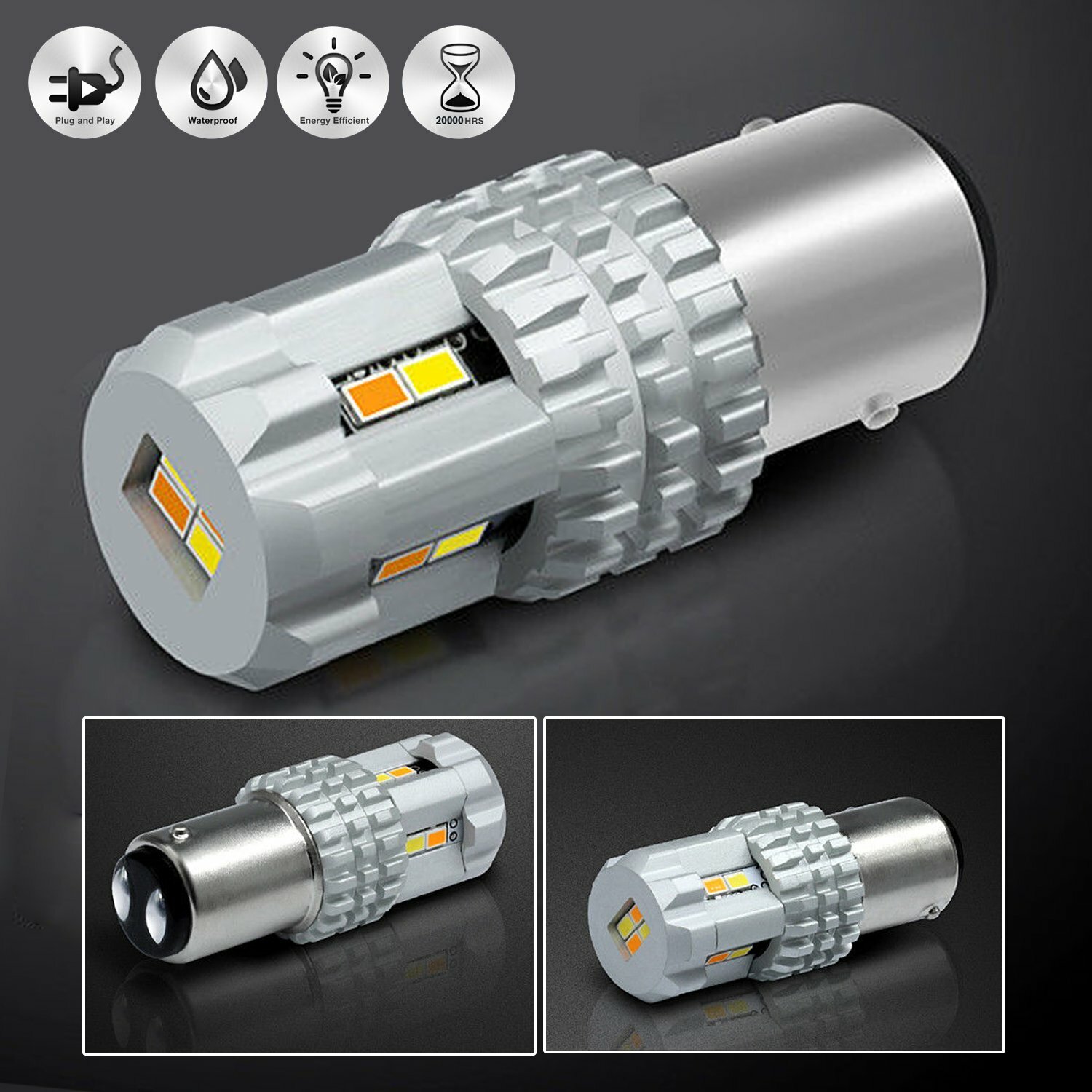 JDM ASTAR 1157 Dual Color 3020 SMD White Amber LED Switchback Turn Signal Lights 750164300248 eBay