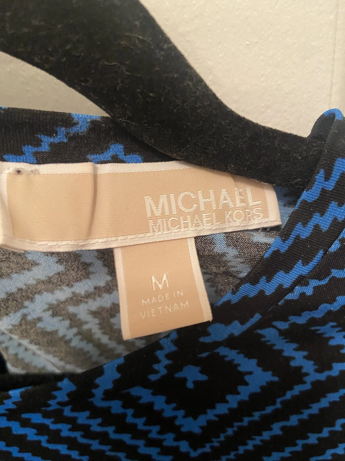 Abito medio donna Michael Kors blu con disegni neri cerniera oro