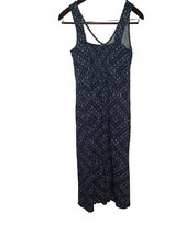 Eddie Bauer Blue & White 100% Cotton Smocked Empire Maxi Dress size M
