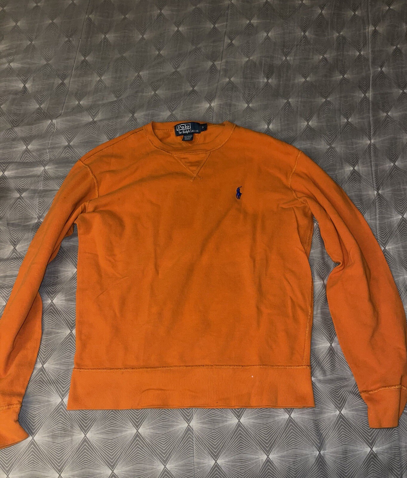 Felpa Polo di Ralph Lauren arancione uomo S pullover gilet blu pony vintage