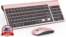 Combo De Teclado Y Mouse Inalambricos Compact Slim Para Inal mbrico Oro rosa NEW