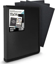 Dunwell 11X14 Art Portfolio Binder with Mounting Paper (Black), Large Portfolio 