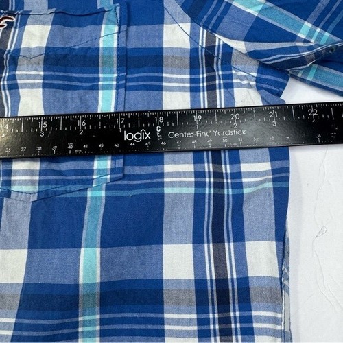 Hollister California Shirt Men's Size XL Blue Cotton Plaid Button Down Preppy - Picture 8 of 13