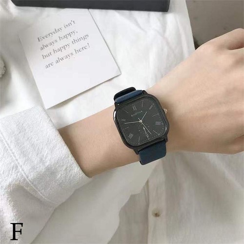 Fashion Black White Leather Belt Simple Men Women Watch Trendy Square Hot U3 - Picture 17 of 21