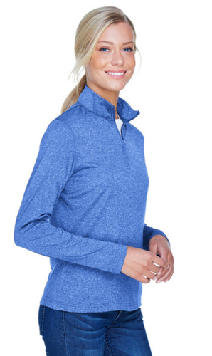 UltraClub - 8618W Ladies' Cool & Dry Heathered Performance Quarter-Zip Pullover - Picture 20 of 20