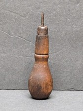 Vintage 3.5" x 1" Scratch Awl Punch Wood Handle Leatherwork Tool