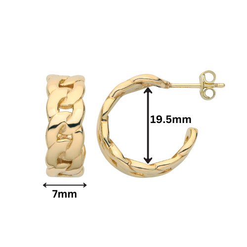 Orecchini a cerchio maglia catena grossa oro 18 kt su argento sterling 925 - Foto 3 di 3