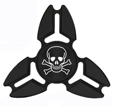 Fidget Spinner Tri-Spinner Aluminum Metal Skull Crossbones