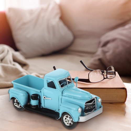 Kleiner blauer LKW Spielzeug Deko Blechauto Modell Schreibtisch Dekoration Schreibtisch Garage - Bild 5 von 12