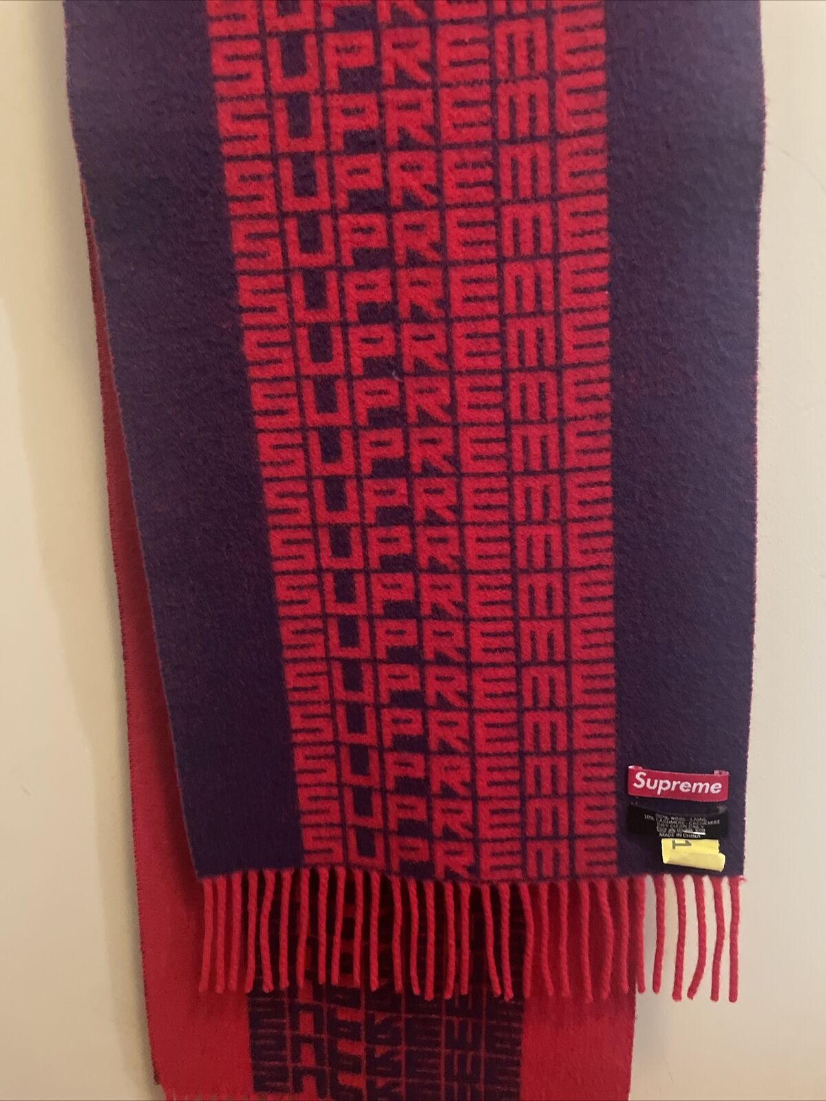 Supreme Logo Wool Scarf Navy Blue/Red