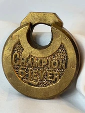 Vtg Champion 6-Lever Pad Lock NO KEY Push Key Pancake Style