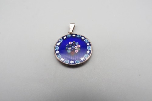 Vtg. Milleriori Glass Pendant with Hearts, Stars, Florals sterling silver 925 - Picture 13 of 14