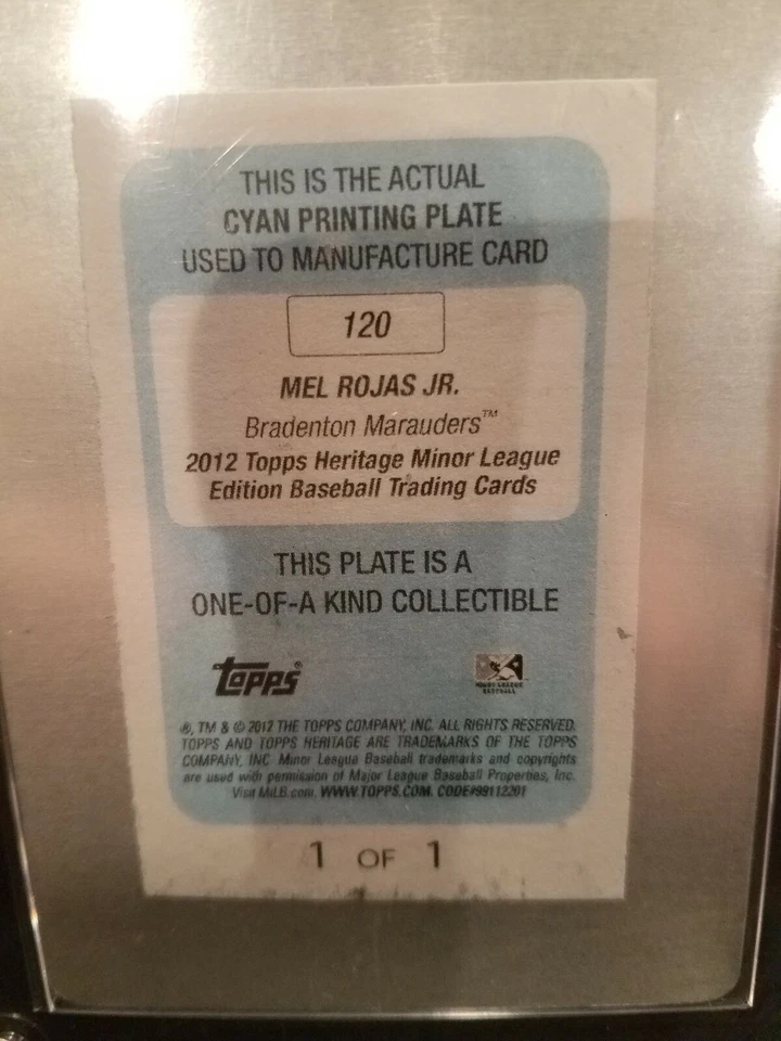(4) 2012 Topps Heritage Minors Mel Rojas Jr Printing Plates 1/1 The Rainbow RARE - Image 4 of 4
