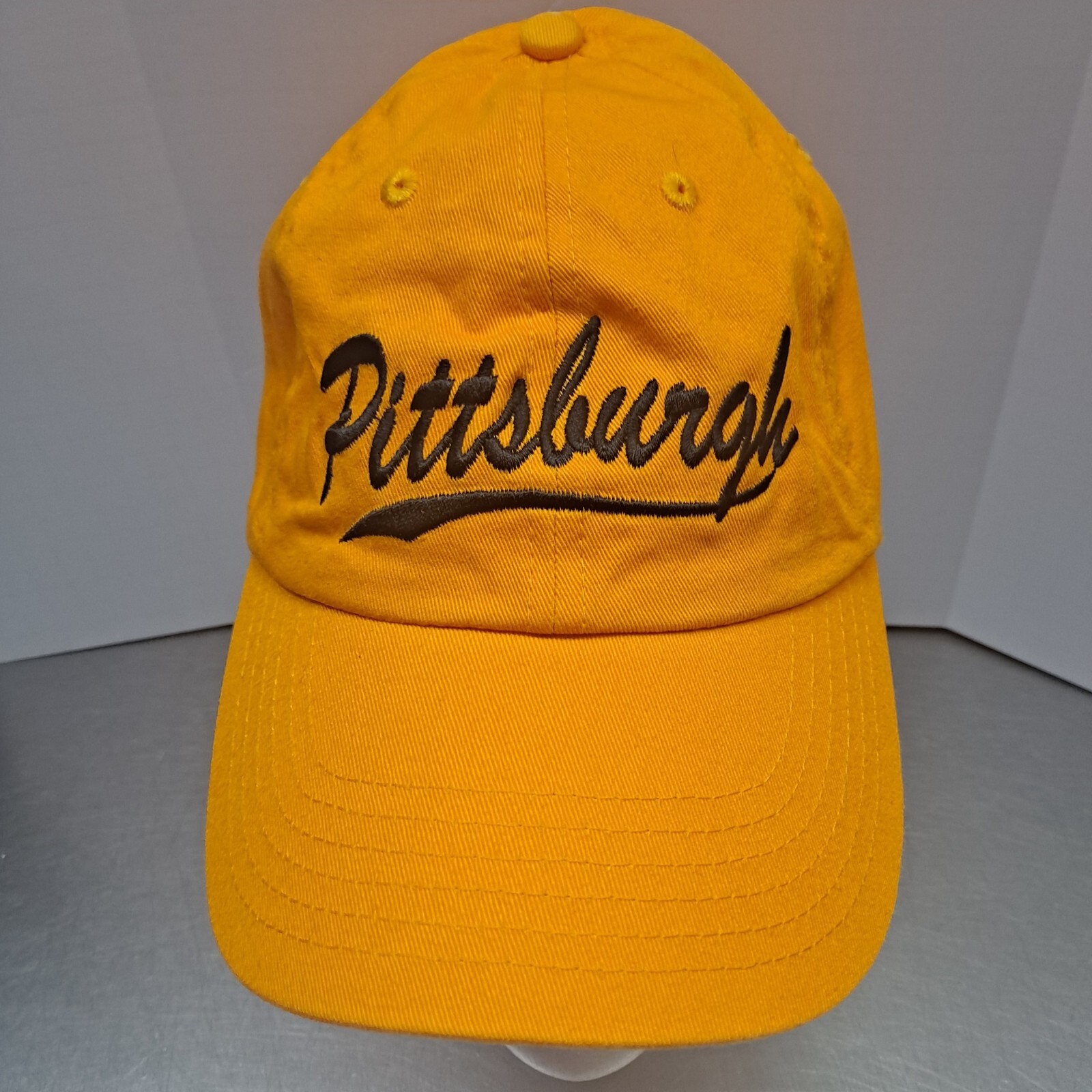 Pittsburgh Script Hat Yellow Adjustable Strapback… - image 1