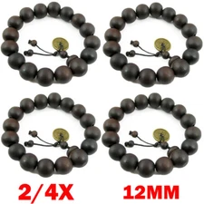 2/4PC 12MM Wooden Men's Buddha Buddhist Prayer Beads Tibet For Mala Bracelet HOT