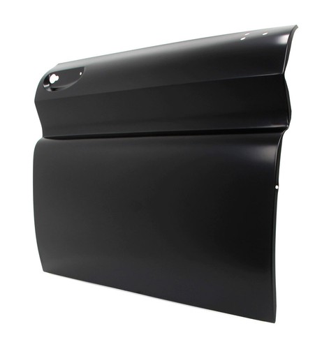 Black metal front door skin RH 64-66 Chevy GMC C/K truck with built-in door handle and mounting hole.