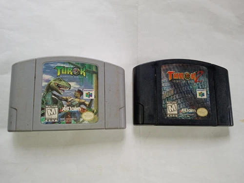 2 - Nintendo 64 Games - Turok, Turok 2. Cleaned. Free Shipping.