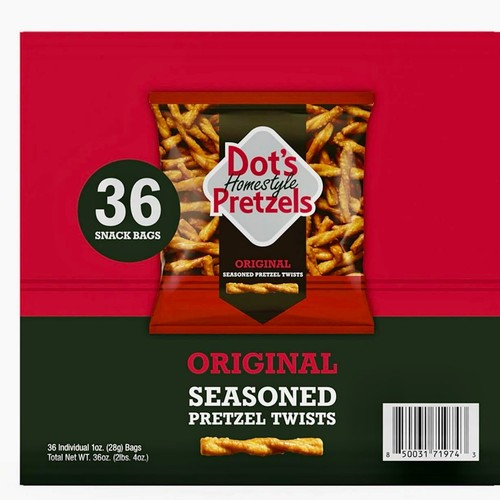 Dot’s Homestyle Pretzels, Original Seasoned Pretzel Twists, 1 oz, 36 ct