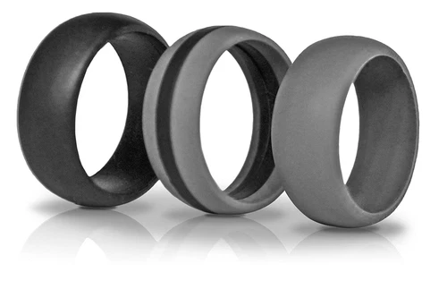 3 Silicone Wedding Ring Silicone Wedding Band for Men Rubber Thin Line Stripe...