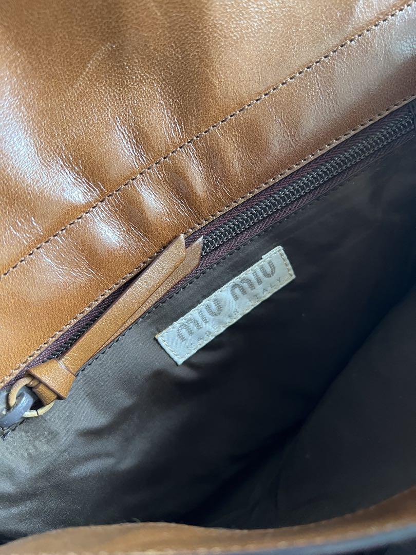 Leather MIU Docking Brown Shoulder Bag FW1999 Mesh Handbag