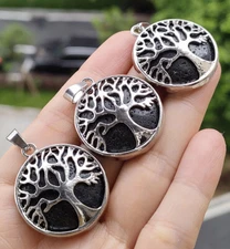 3pcs Volcano Lava Gems stone Tree of life Pendants Chakra Reiki Healing Amulet