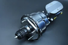 8" Chrome Dual Diaphragm Brake Booster & 1" Bore Finned Cap Master Cylinder Kit