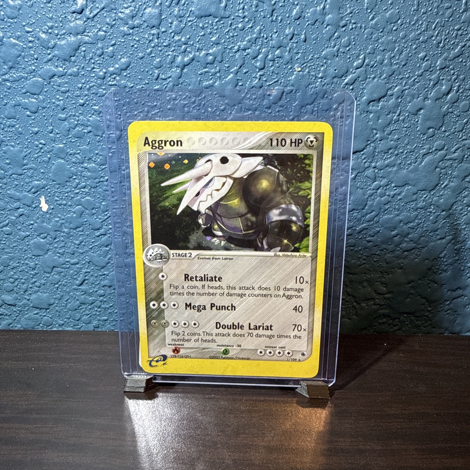 Pokémon Aggron Holo Rare Card #1/109 Ruby and Sapphire Edition