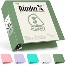 Sooez BinderX Extra Durable 3 Inch 3 Ring Binder, D-Ring 3 inch, Olive Green