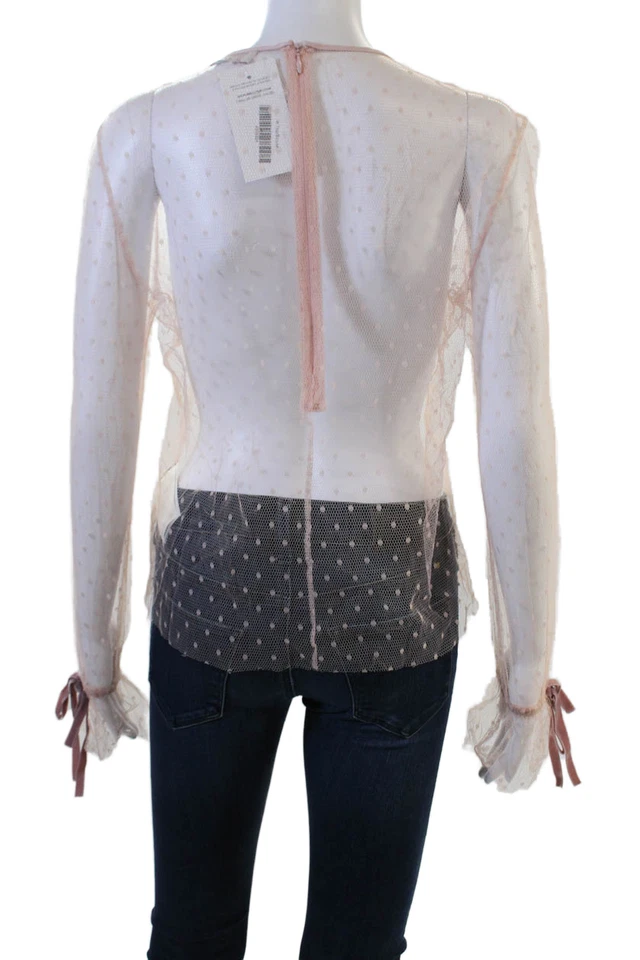 Blusa ROJA Valentino Mujer Rosa Lunares Manga Larga Corbata Cuello Redondo Talla 42 Foto 3 de 4