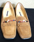 Classique tan loafers for women with fringe and beads size 8B — photo 4